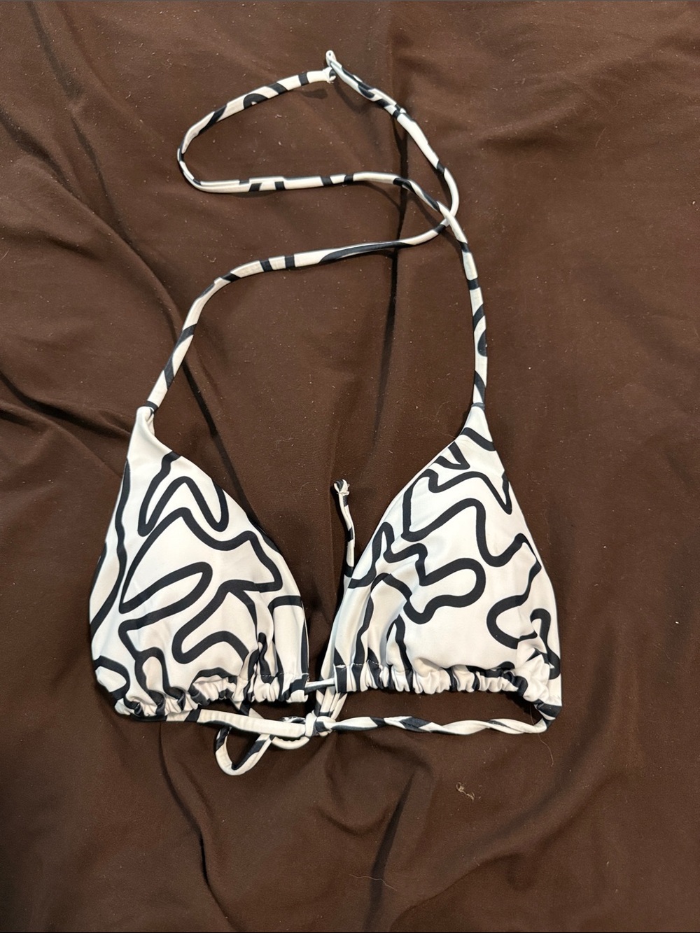Black & White Abstract Triangle Bikini Top